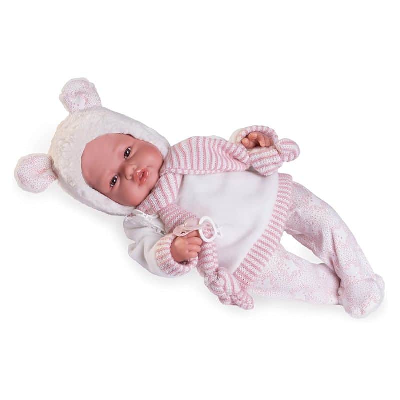 Испанская Кукла Antonio Juan Виниловый Пупс Новорожденная Девочка с Механизмом BabyDoo с Ушками 50 см