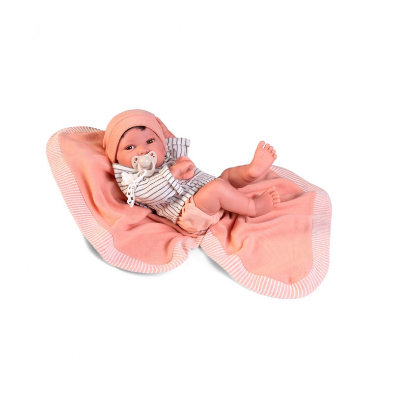 Виниловый Испанский Пупс Реборн Antonio Juan Новорожденный Мальчик с Пледом Антонио Хуан 42 см