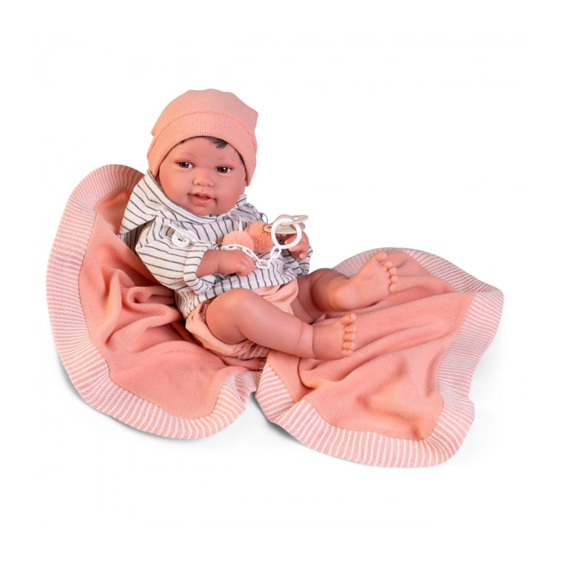Виниловый Испанский Пупс Реборн Antonio Juan Новорожденный Мальчик с Пледом Антонио Хуан 42 см