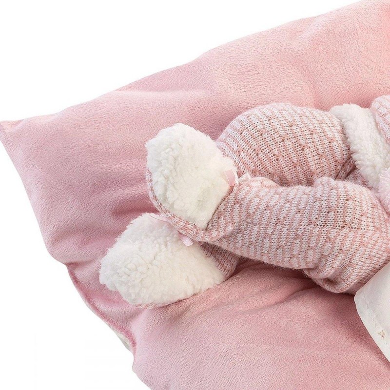 Испанская Кукла Ллоренс Новорождённый Виниловый Пупс Анатомичная Девочка 42 см в Розовой Одежде с Соской и Пледом LLorens