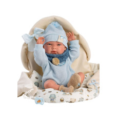 Большая Виниловая Испанская Кукла Младенец Llorens Новорождённый Мальчик Пупс 40 см в Прогулочном Конверте Ллоренс