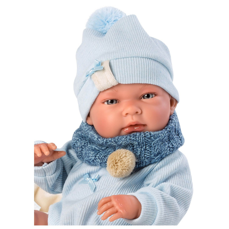 Большая Виниловая Испанская Кукла Младенец Llorens Новорождённый Мальчик Пупс 40 см в Прогулочном Конверте Ллоренс