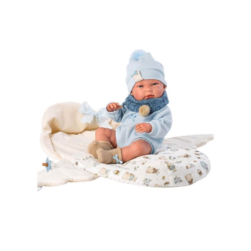 Большая Виниловая Испанская Кукла Младенец Llorens Новорождённый Мальчик Пупс 40 см в Прогулочном Конверте Ллоренс