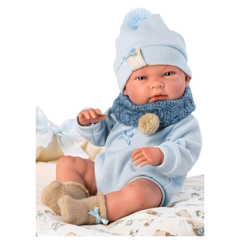 Большая Виниловая Испанская Кукла Младенец Llorens Новорождённый Мальчик Пупс 40 см в Прогулочном Конверте Ллоренс