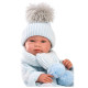 Испанская Кукла Ллоренс Новорождённый Виниловый Анатомический Пупс Мальчик Toni 42 см в Голубой Одежде с Пледом и Соской LLorens