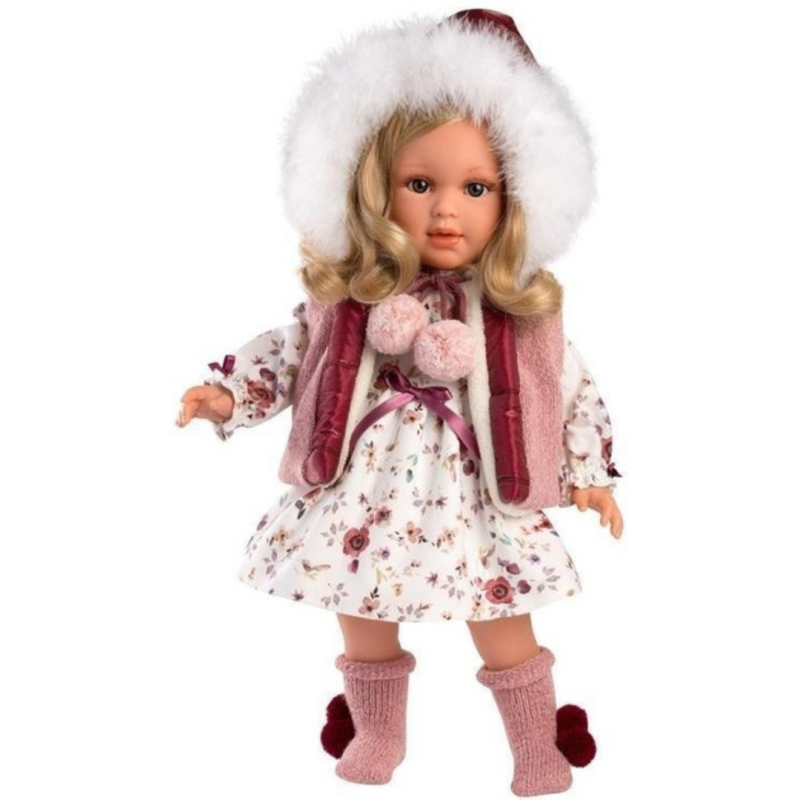 Испанская Кукла Llorens Коллекционная Виниловая Девочка со Светлыми Волосами в Платье и Жилетке Ллоренс 40 см