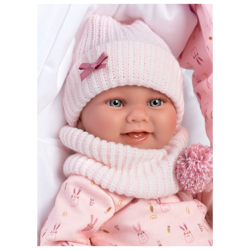 Испанская Анатомическая Кукла Ллоренс Новорождённая Виниловая Девочка Пупс в Подвесной Люльке Rosa 40 см Llorens