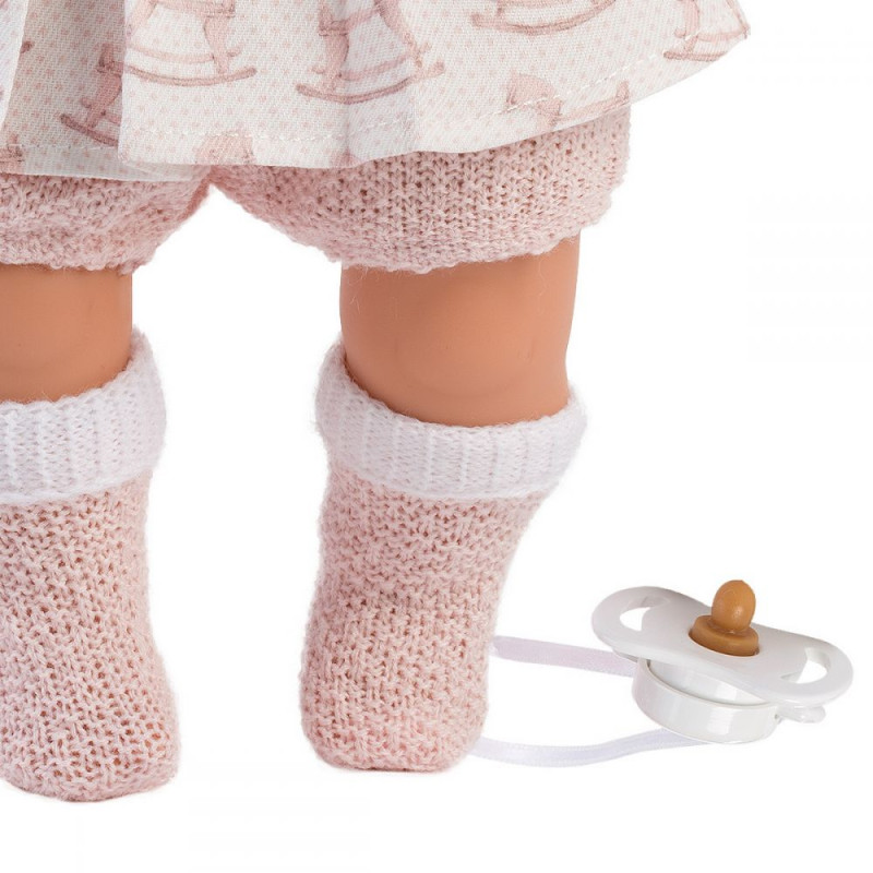 Испанская Кукла Llorens с Механизмом Звуковая Плачет Зовет Маму и Папу 33 см с Хвостиками в Нежно Розовом Пиджаке