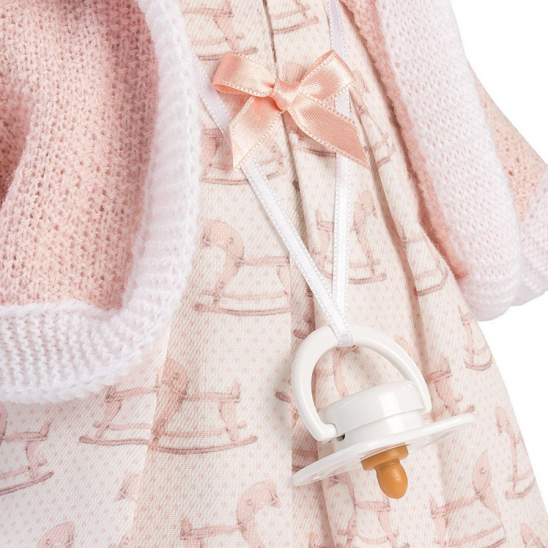 Испанская Кукла Llorens с Механизмом Звуковая Плачет Зовет Маму и Папу 33 см с Хвостиками в Нежно Розовом Пиджаке