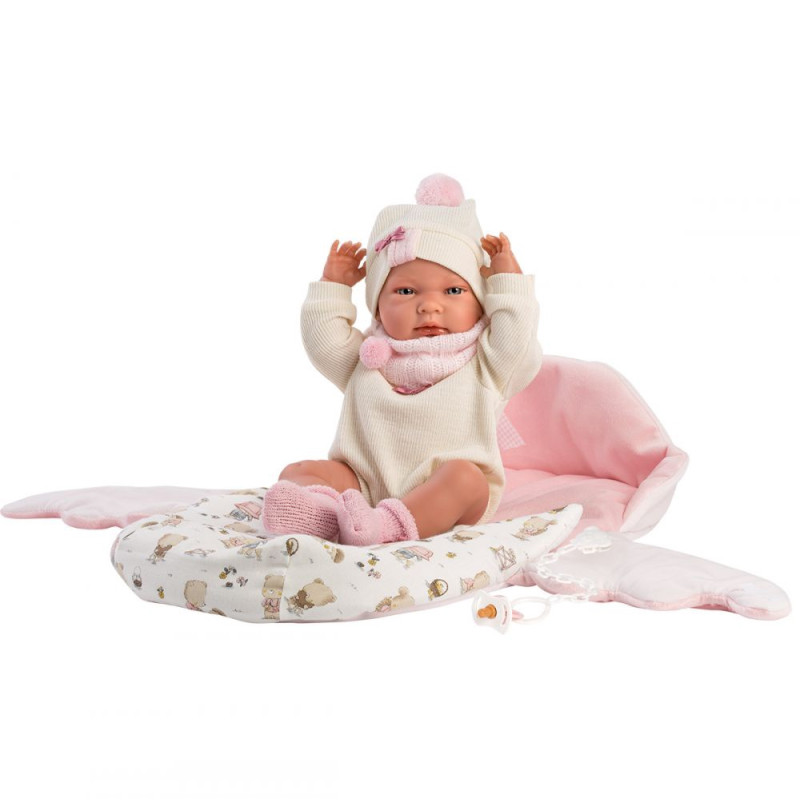 Большая Испанская Кукла Пупс Llorens Новорождённый Младенец Виниловая Девочка Nica 40 см в Прогулочном Конверте Ллоренс