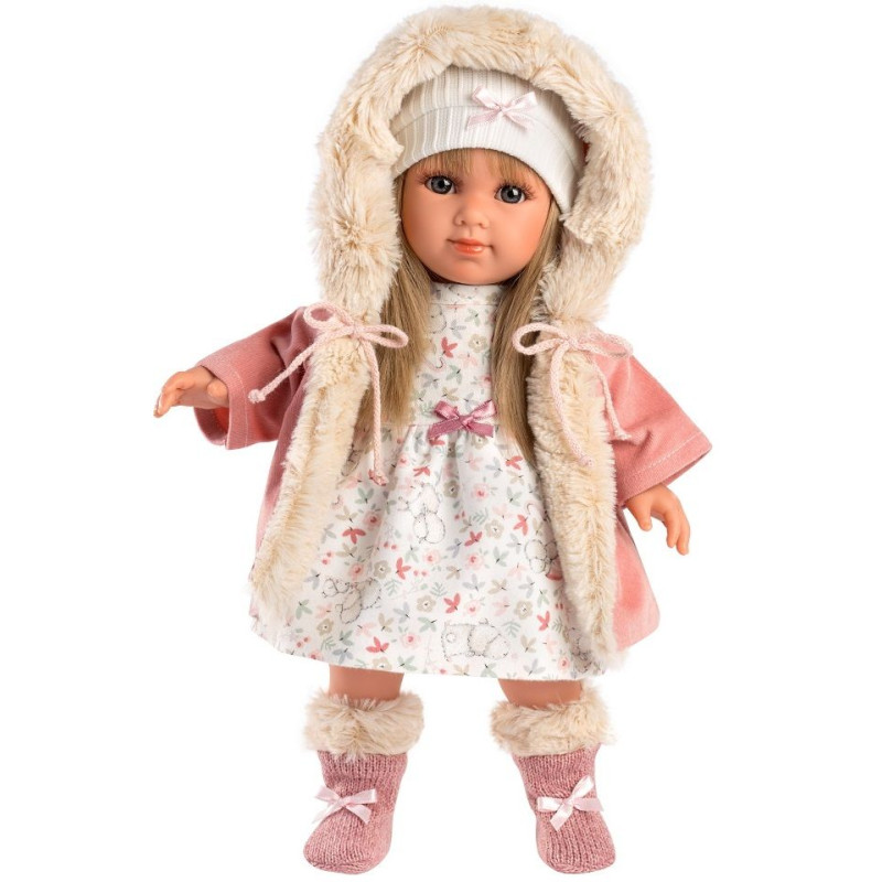 Испанская Кукла Llorens Виниловая Коллекционная Девочка с Белыми Длинными Волосами 35 см