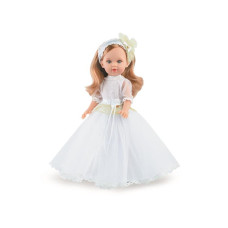 Большая Испанская Виниловая Кукла Блондинка Marina & Pau Девочка Comunion с Волосами в Пышном Платье 40 см