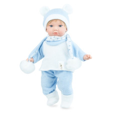 Испанская Виниловая Кукла Марина Пау Мальчик Пупс Teo Soft в Голубой Одежде с Волосами 45 см в Коробке Marina & Pau