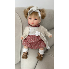 Большая Испанская Виниловая Кукла Marina & Pau Девочка Блондинка с Хвостиками и Повязкой Alina Petite Winter 40 см в Коробке