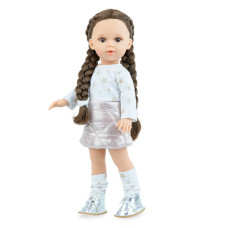 Испанская Виниловая Кукла Marina & Pau Девочка с Длинными Волосами Шатенка Marina Star в Коробке 40 см