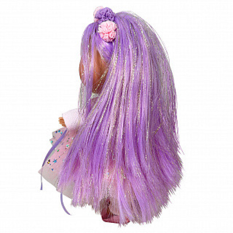 Іспанська Вінілова Лялька Міа Шарнірна Дівчинка Mia Glitter з Фіолетовим Волоссям Nines d`Onil 30 см