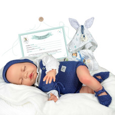 Испанская Винил Cиликоновая Кукла Реборн Новорождённый Младенец Премиум 3D Роспись Nines d'Onil Reborn Sandra Blue 48 см