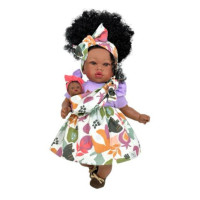 Испанская Большая Кукла Интерактивная Мулатка с Пупсом Виниловая Звуковая Девочка Мария с Волосами в Коробке Nines d`Onil 45 см