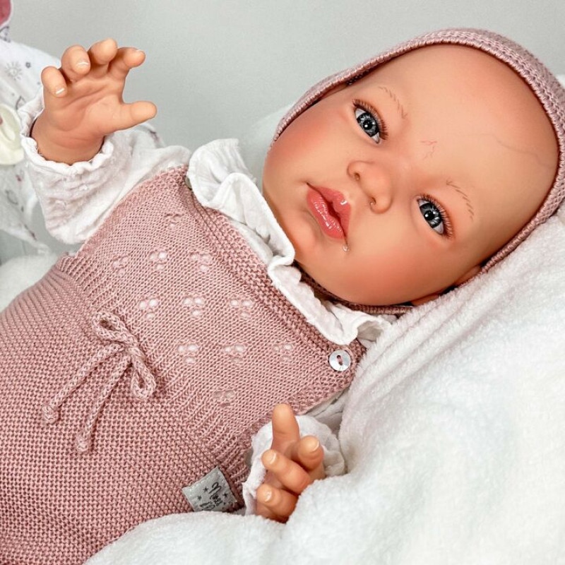 Испанская Кукла Реборн Винил Силиконовый Новорождённый Пупс Премиум 3D Роспись Nines d'Onil Sandra Pink 48 см