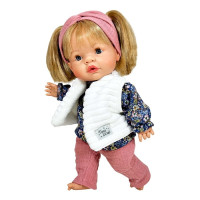 Испанская Кукла Нинес Joy Collection Виниловая Анатомическая Девочка со Светлыми Волосами в Белой Шубке Nines d`Onil 37 см в Коробке
