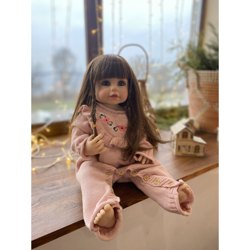 Силиконовая Коллекционная Кукла Реборн Reborn Девочка Лейла Полностью Анатомическая ( Виниловая Кукла ) Высота 55 см