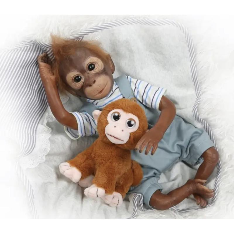 Силиконовая Коллекционная Кукла Реборн Обезьяна Мальчик Бонго ( Виниловая Кукла Обезьяна ) Высота 52 см