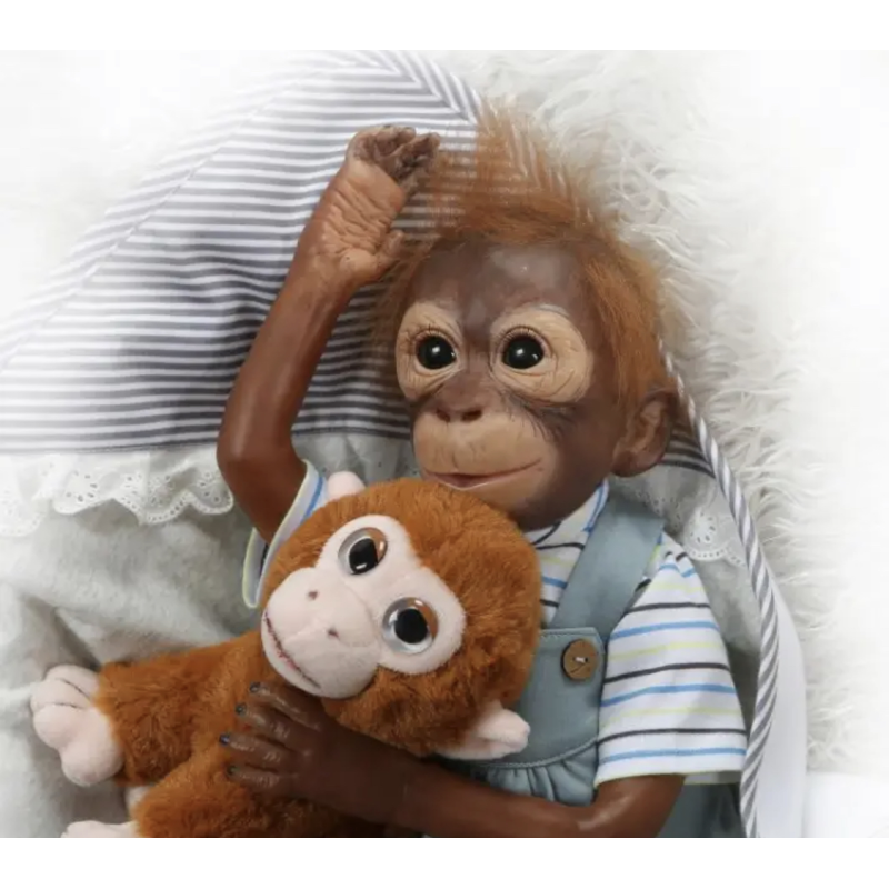 Силиконовая Коллекционная Кукла Реборн Обезьяна Мальчик Бонго ( Виниловая Кукла Обезьяна ) Высота 52 см