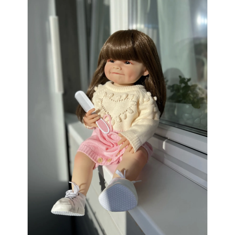 Силиконовая Коллекционная Кукла Реборн Reborn Полностью Анатомическая Девочка Мия ( Виниловая Кукла ) Высота 55 см