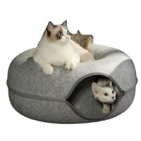 Лежанка Домик Для Котов 2в1 Капсула Царапка Твидовая Мягкая 60 см Темно Серая HS-60
