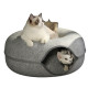 Лежанка Домик Для Котов 2в1 Капсула Царапка Твидовая Мягкая 60 см Темно Серая HS-60