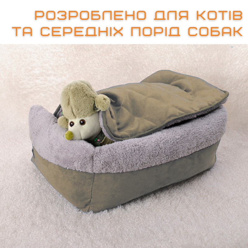 Раскладной Лежак 3в1 Для Котов и Собак Большая Лежанка Кровать со Съёмной Подушкой Zmaker Оливка