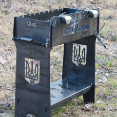 Мангал со встроенной шашлычницей и мотором на 10 шампуров с регулировкой высоты дна относительно шампуров