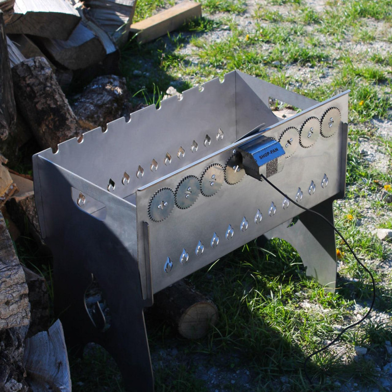 Мангал автоматический из нержавейки на 8 шампуров с гравировкой