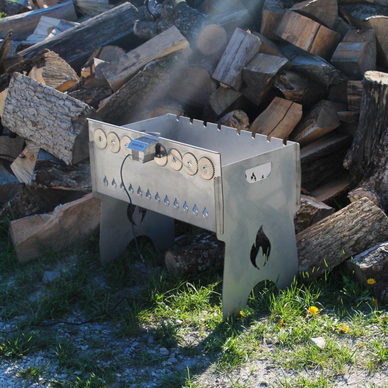 Мангал автоматический из нержавейки на 8 шампуров с гравировкой