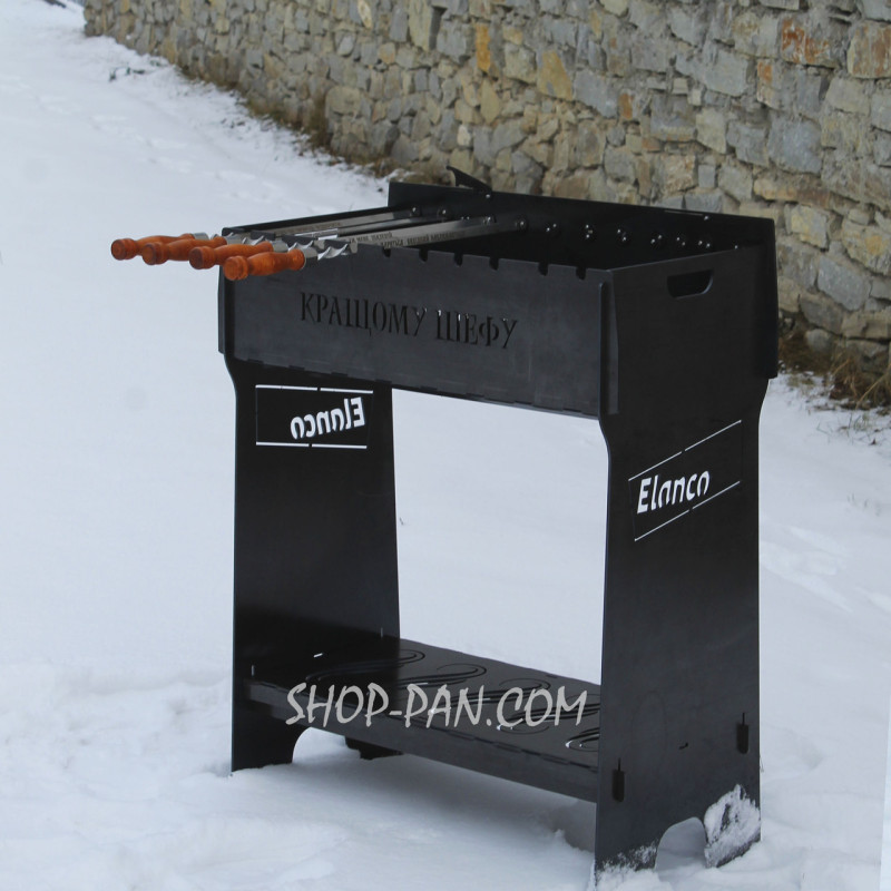 Мангал разборный высокий со встроенной шашлычницей и мотором на 10 шампуров