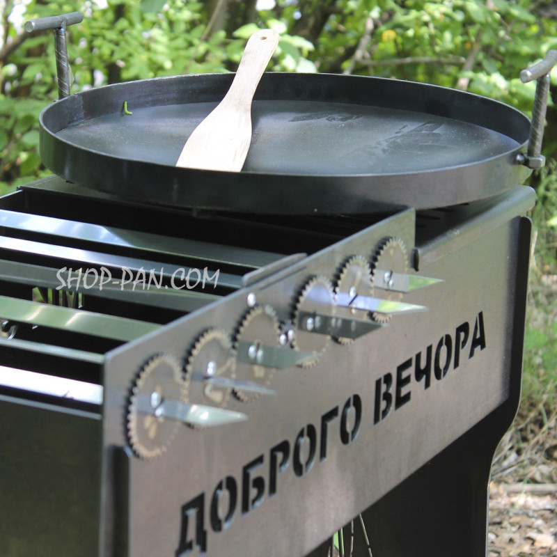 Мангальный комплекс: Мангал разборный высокий со встроенной шашлычницей на 8 шт + Сковорода 40 см с крышкой