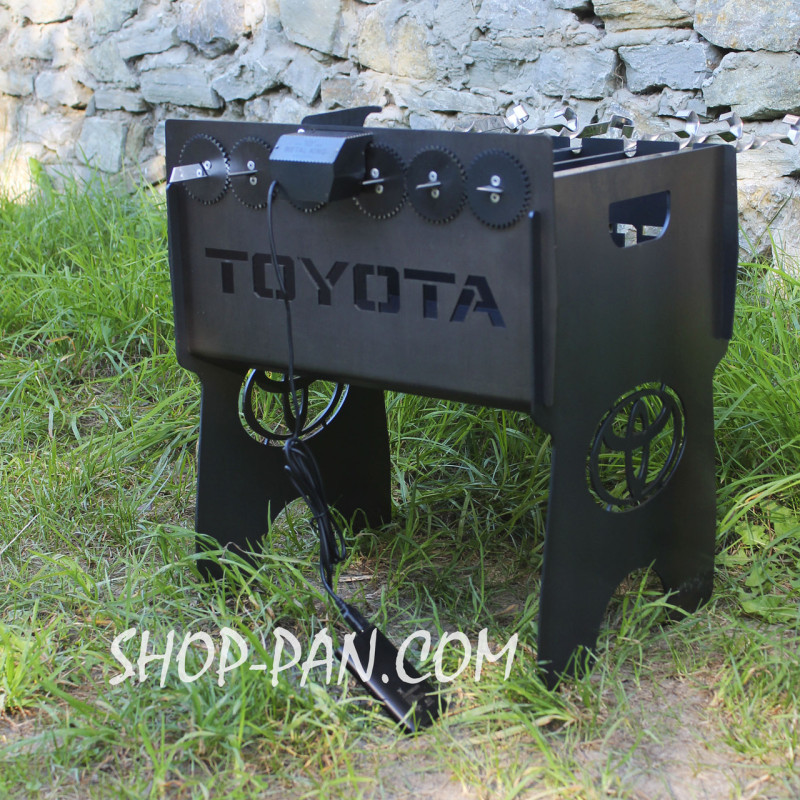 Мангал именный со встроенной шашлычницей и мотором на 6 шампуров