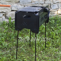 Мангал на довгих ніжках із вбудованою шашличницею та мотором на 8 шампурів 2 мм
