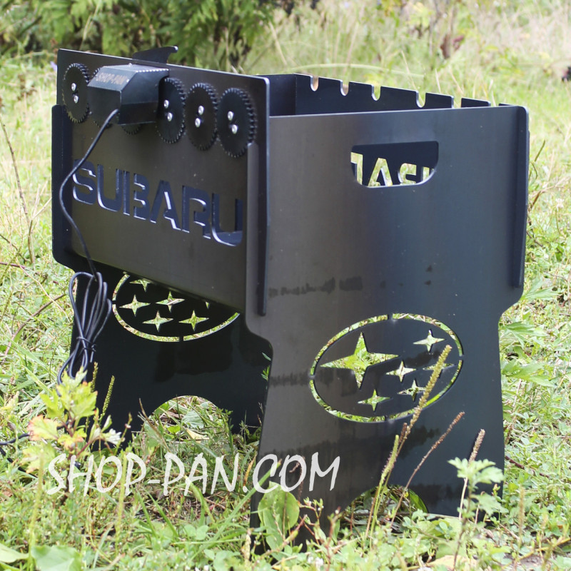 Мангал именный со встроенной шашлычницей и мотором на 6 шампуров