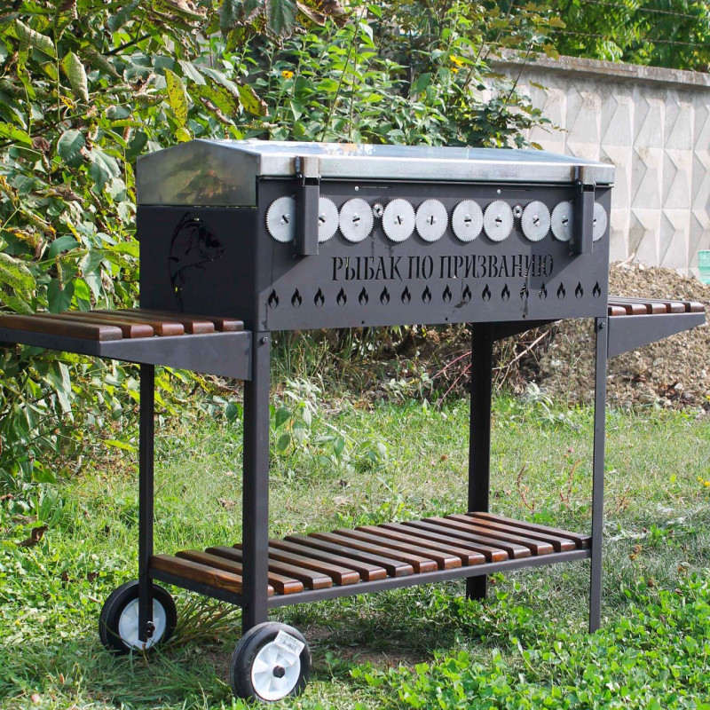 Автоматический мангал Люкс на 10 шампуров с крышкой из нержавейки