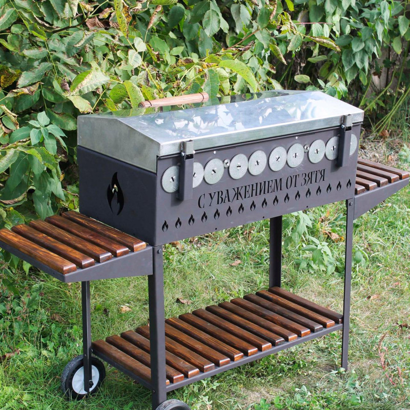 Автоматический мангал Люкс на 10 шампуров с крышкой из нержавейки