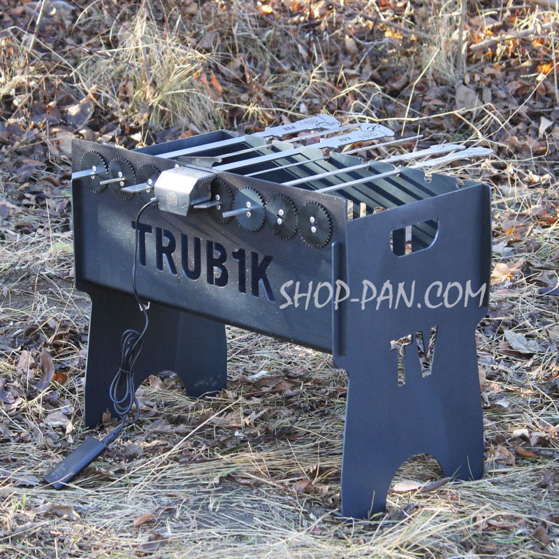 Мангал именный со встроенной шашлычницей и мотором на 8 шампуров