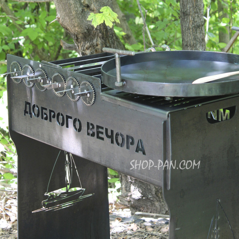 Мангальный комплекс: Мангал разборный из нержавейки со встроенной шашлычницей + Сковорода + Шампура