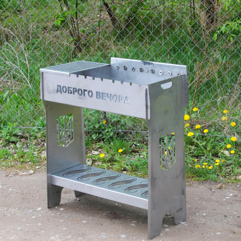 Мангальный комплекс: Мангал разборный из нержавейки со встроенной шашлычницей + Сковорода + Шампура