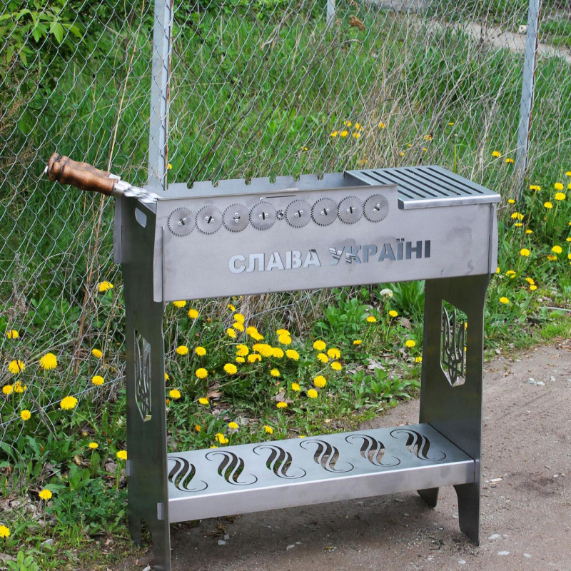 Мангальный комплекс: Мангал разборный из нержавейки со встроенной шашлычницей + Сковорода + Шампура