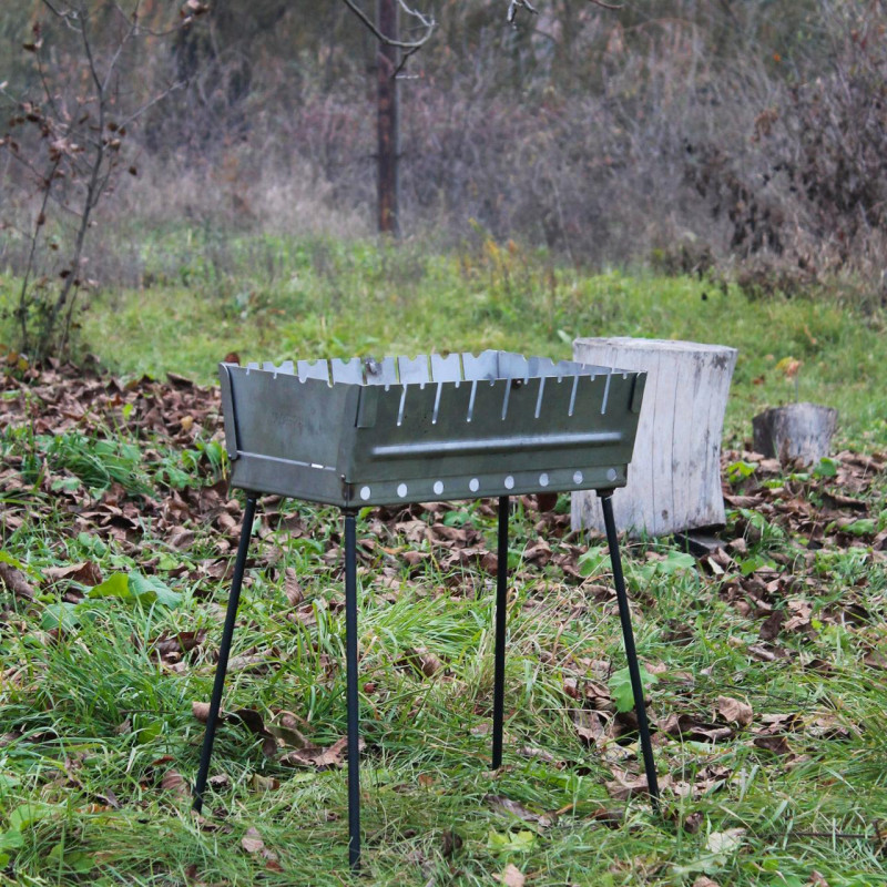 Мангал-чемодан (чемодан) 1.5 мм на 8 шампуров из нержавейки/раскладной жаровня гриль