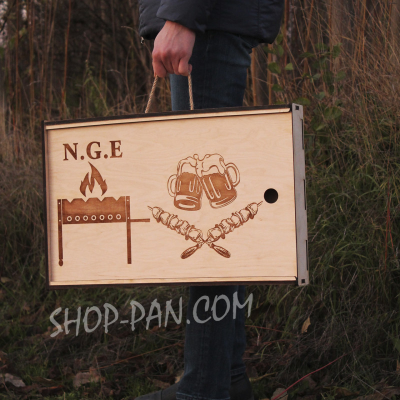 Мангал разборный с индивидуальной надписью на 12 шампуров - Лого okko