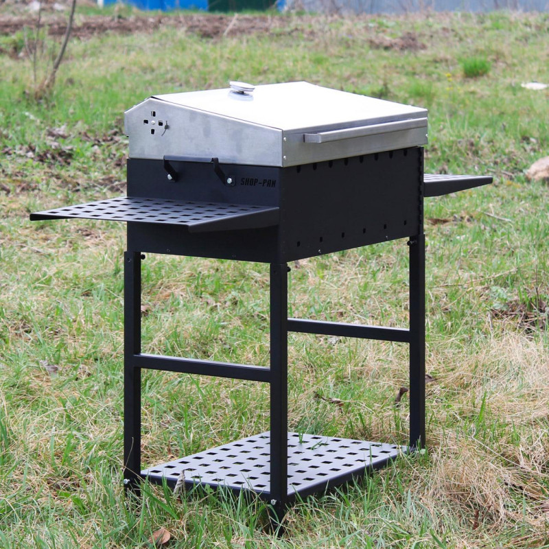 Авто Мангал разборной Степь, с крышкой на 8 шампуров и мотором АКБ