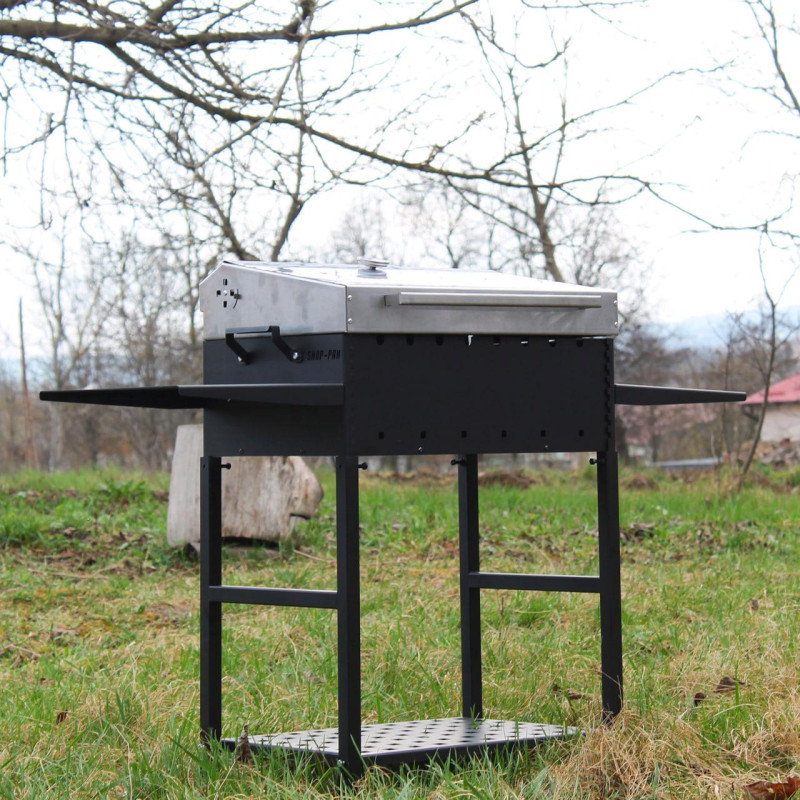 Авто Мангал разборной Степь, с крышкой на 8 шампуров и мотором АКБ