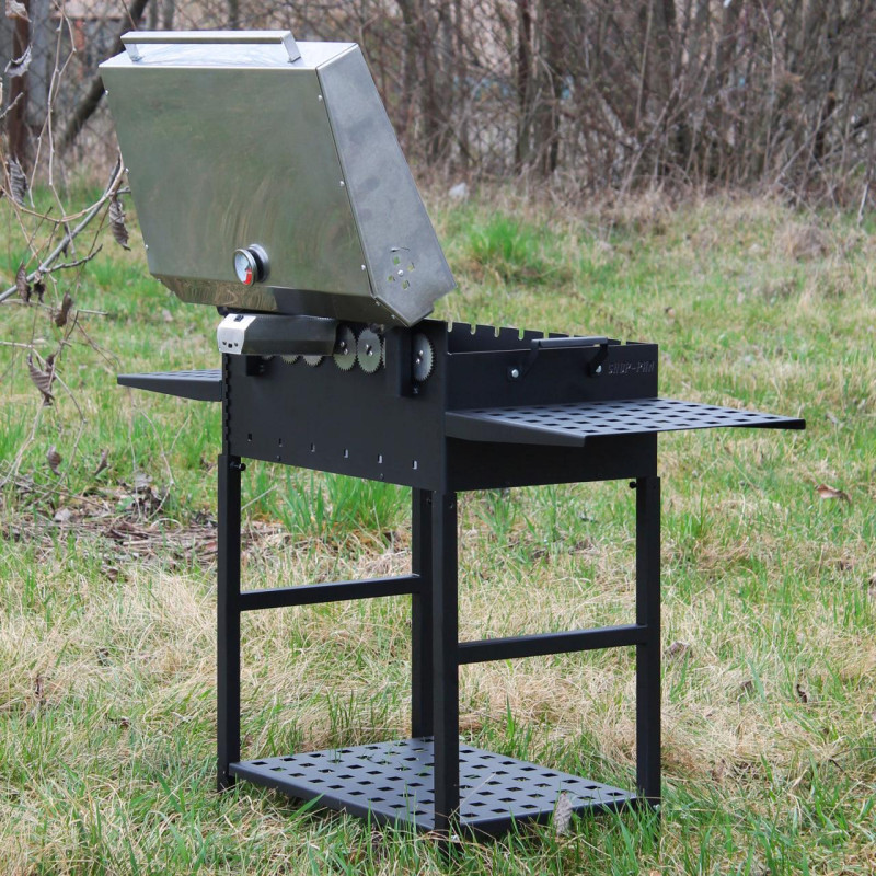 Авто Мангал разборной Степь, с крышкой на 8 шампуров и мотором АКБ